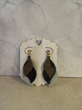 Faux Leather Drop Earrings - Gray and Bronze