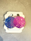 Holographic Acrylic Circle Earrings - Pink and Purple