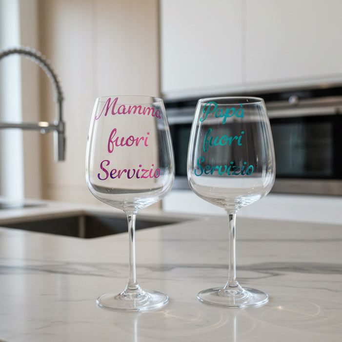 Calici personalizzati "Mamma & Papà fuori Servizio"