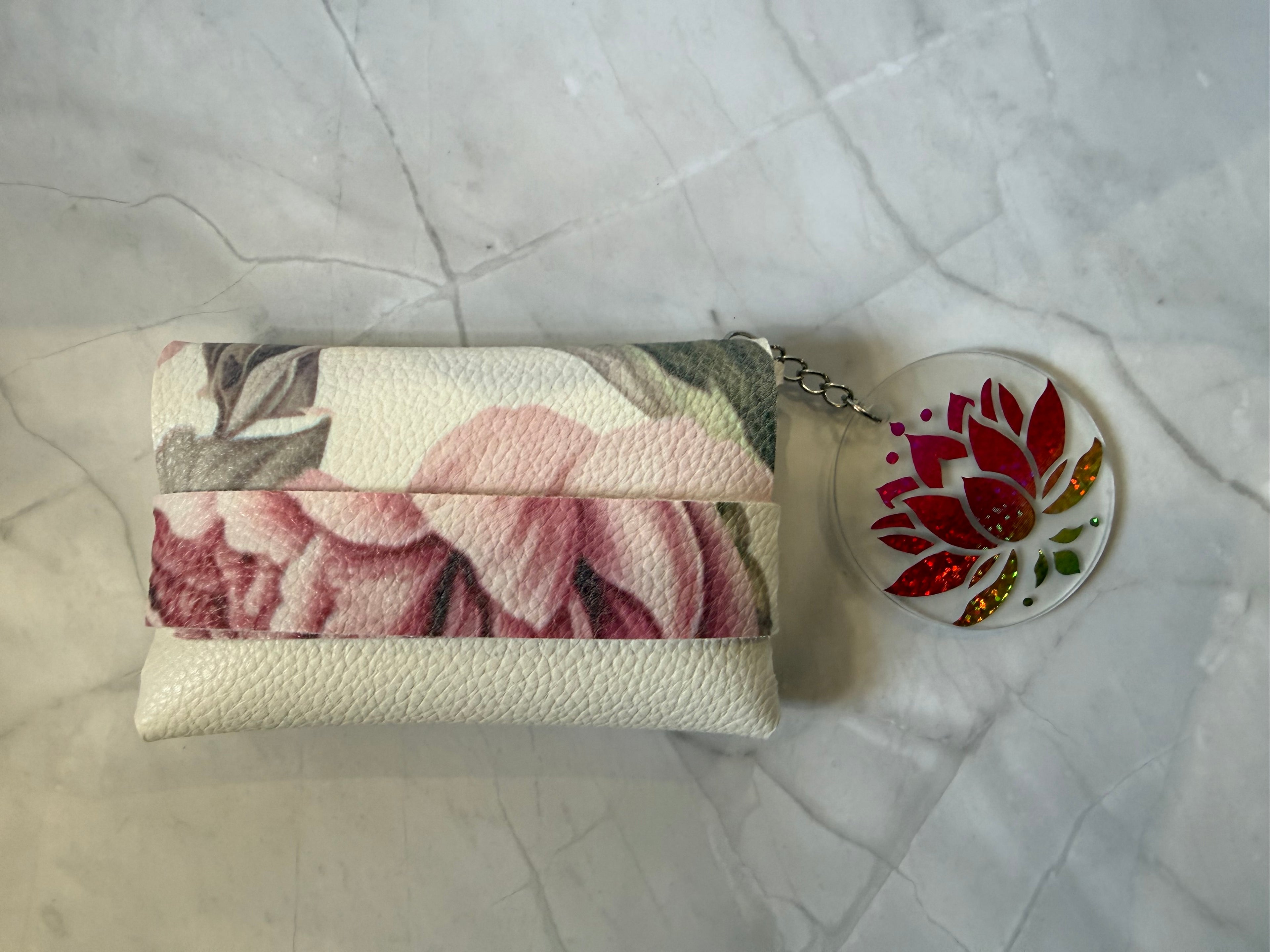 Porta Carte Floreale con Portachiavi Lotus